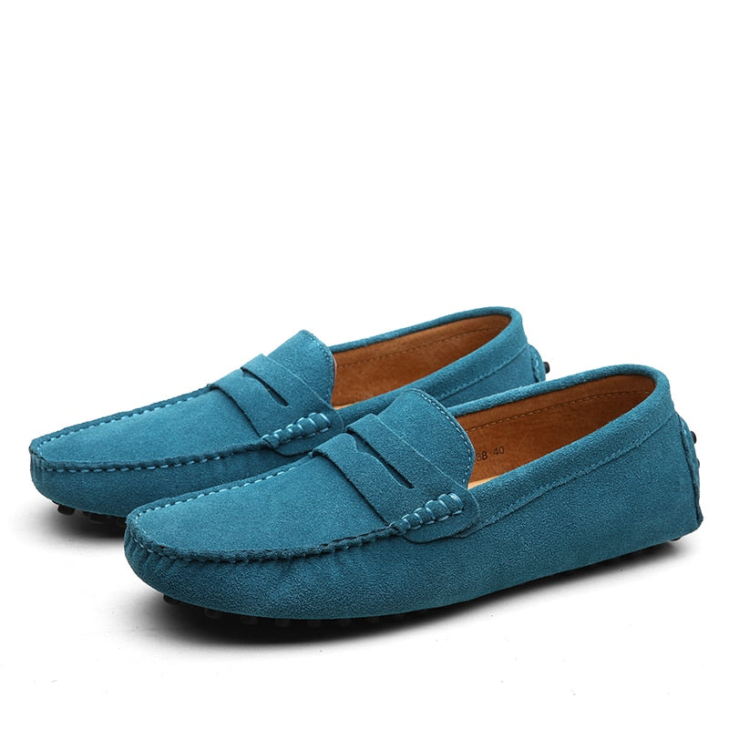 Heren Suede Loafers Lichtblauw