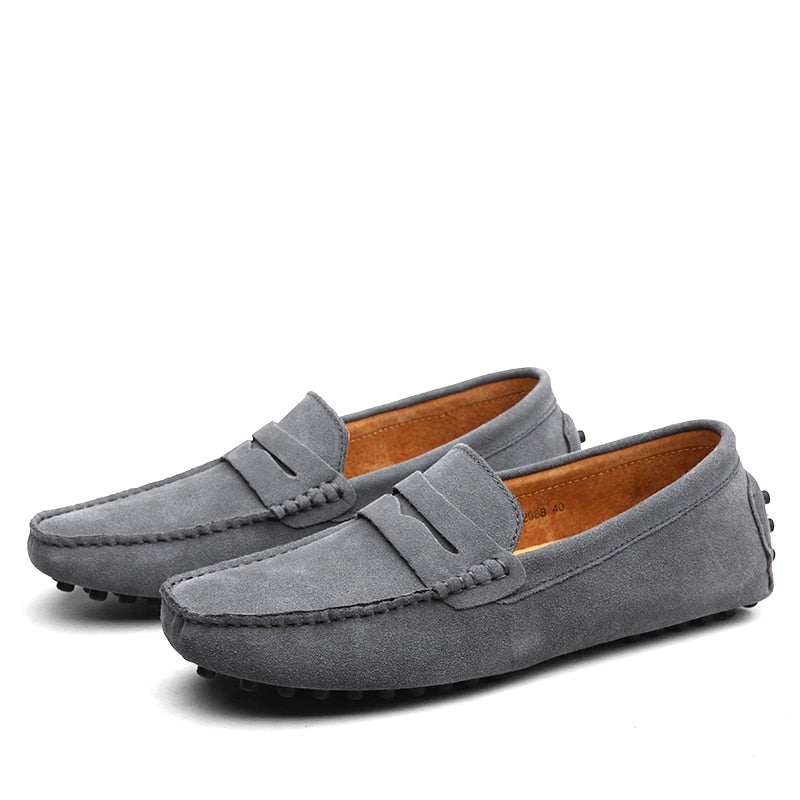 Heren Suede Loafers Grijs