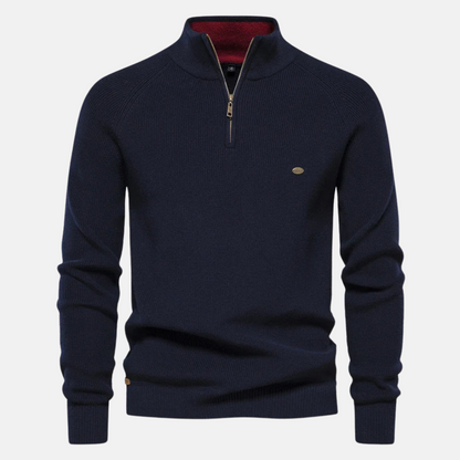 Heren Sweater met Half-Zip en Ribgebreide Mouwen 0