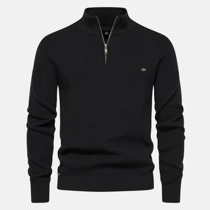 Heren Sweater met Half-Zip en Ribgebreide Mouwen 1