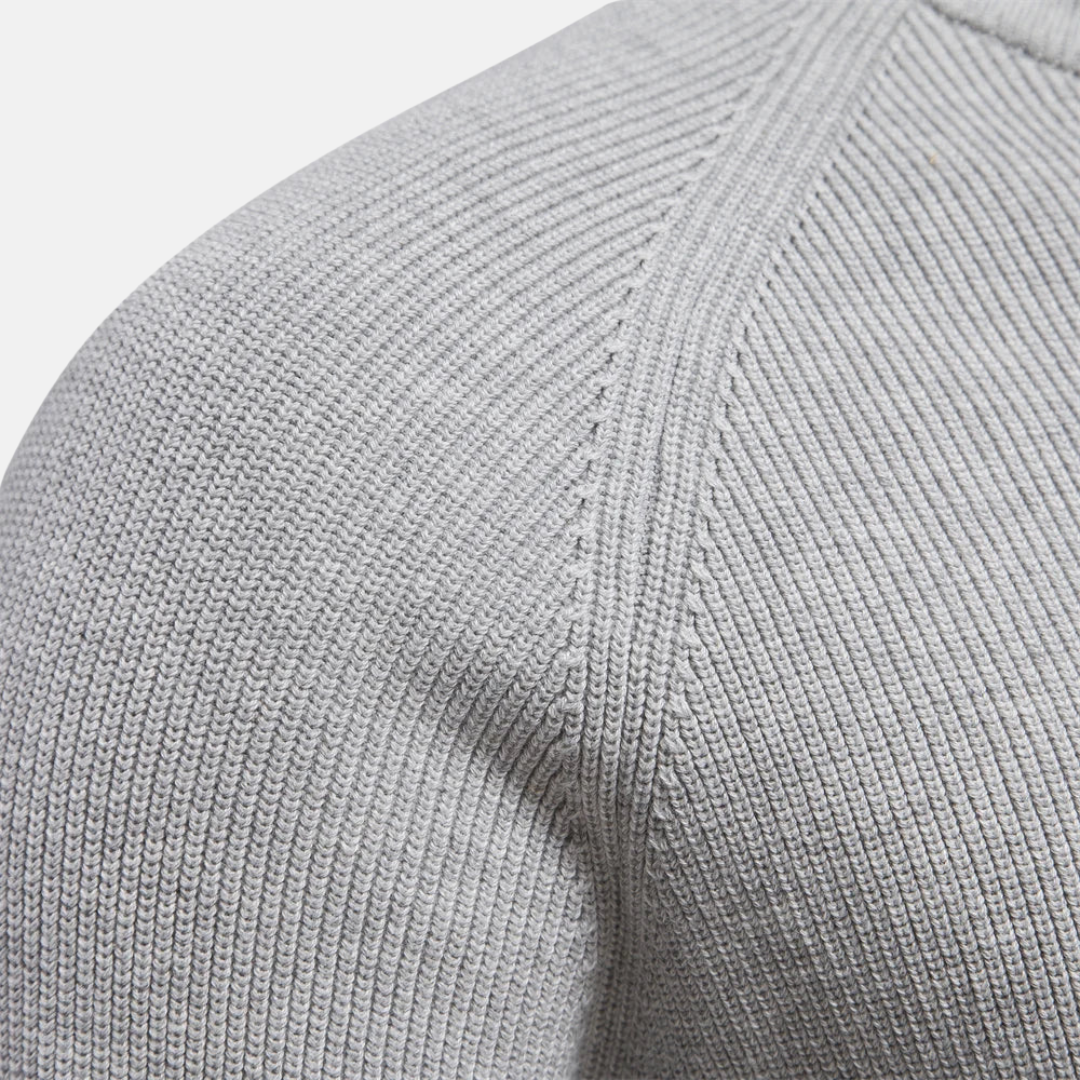 Heren Sweater Met Half-Zip En Ribgebreide Mouwen