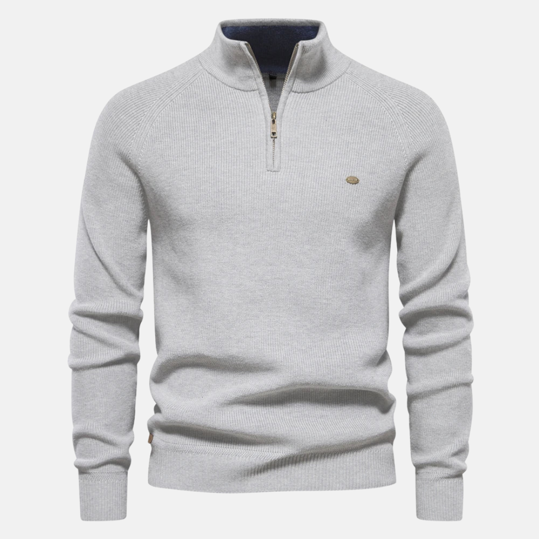 Heren Sweater met Half-Zip en Ribgebreide Mouwen 6