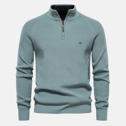 Heren Sweater met Half-Zip en Ribgebreide Mouwen 7