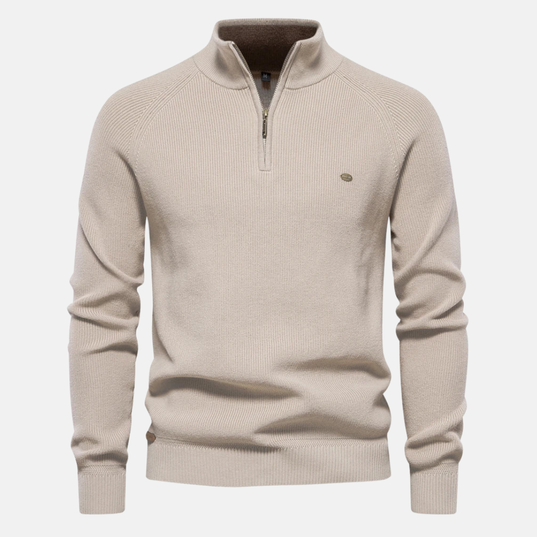 Heren Sweater met Half-Zip en Ribgebreide Mouwen 8