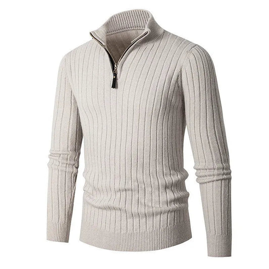 Heren Sweater met Half-Zip en Ribgebreide Mouwen van Hoogwaardige Katoen 0