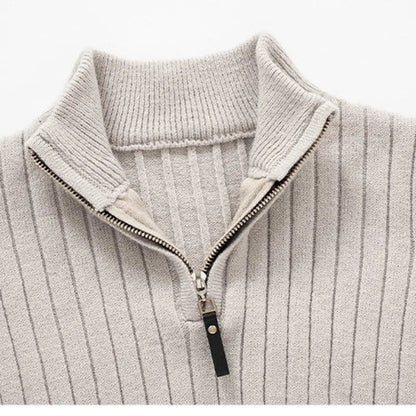 Heren Sweater met Half-Zip en Ribgebreide Mouwen van Hoogwaardige Katoen 2