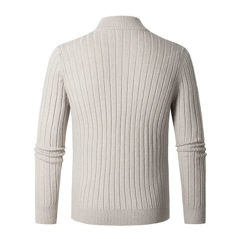 Heren Sweater met Half-Zip en Ribgebreide Mouwen van Hoogwaardige Katoen 3