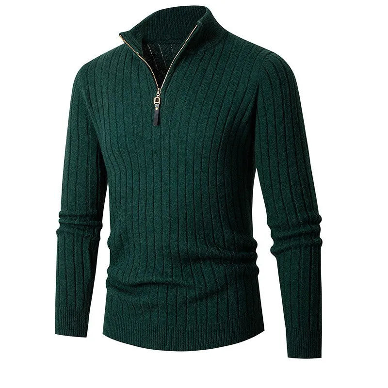 Heren Sweater met Half-Zip en Ribgebreide Mouwen van Hoogwaardige Katoen 9