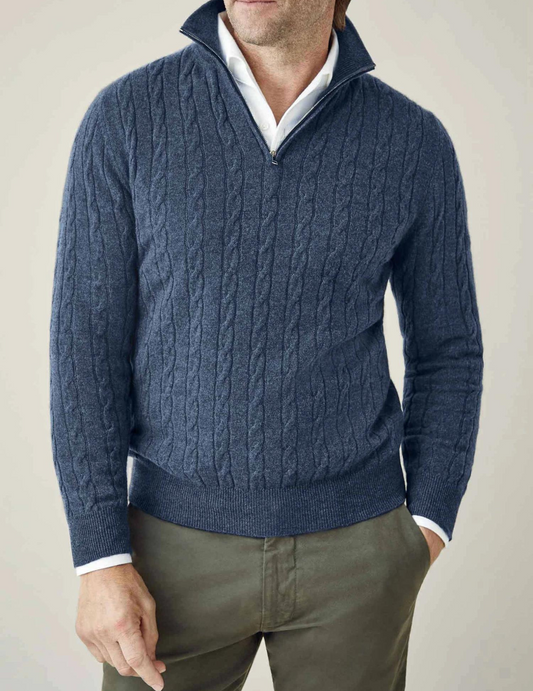 Heren Sweater met Hoge Hals en Kabelbreipatroon 0
