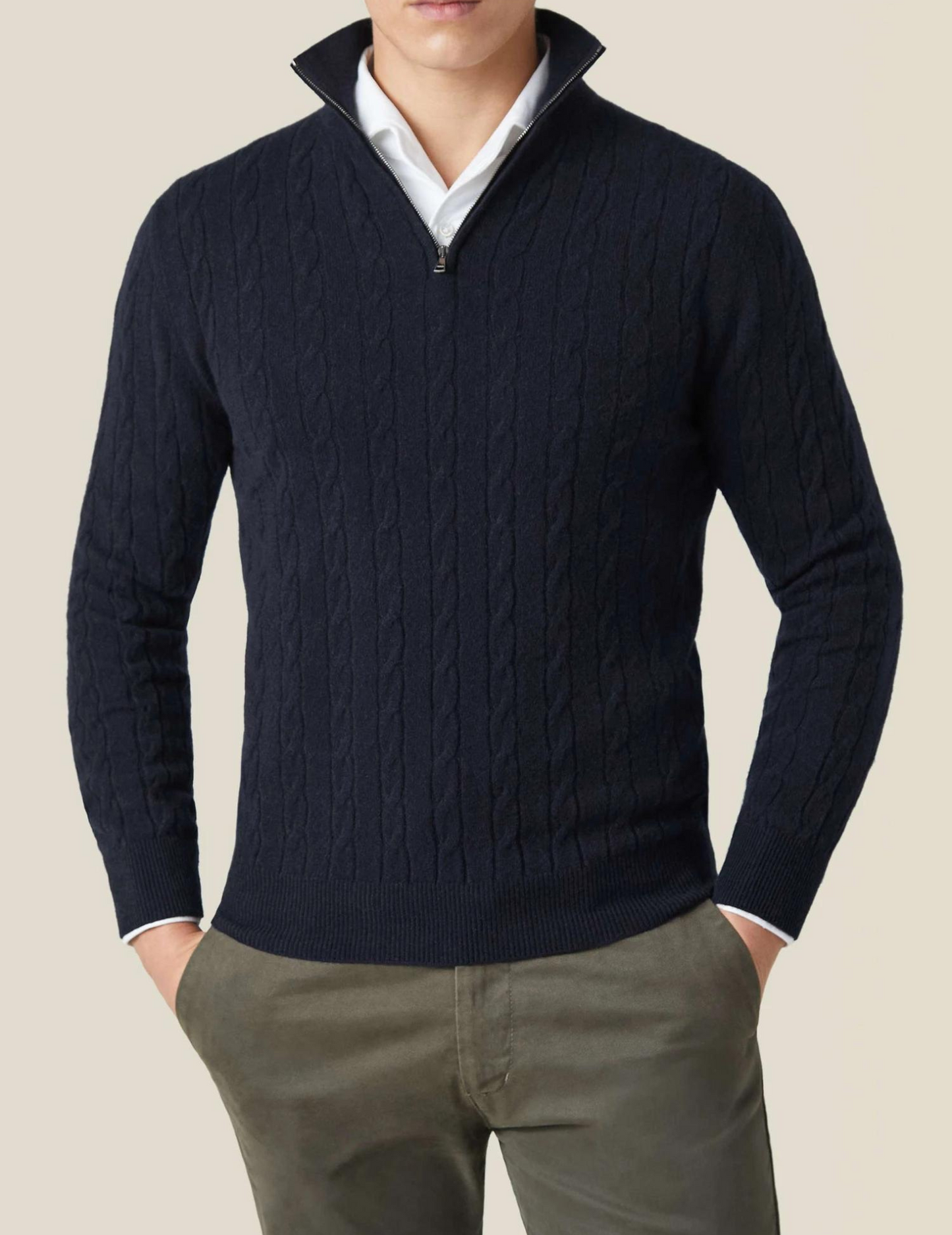 Heren Sweater met Hoge Hals en Kabelbreipatroon 2