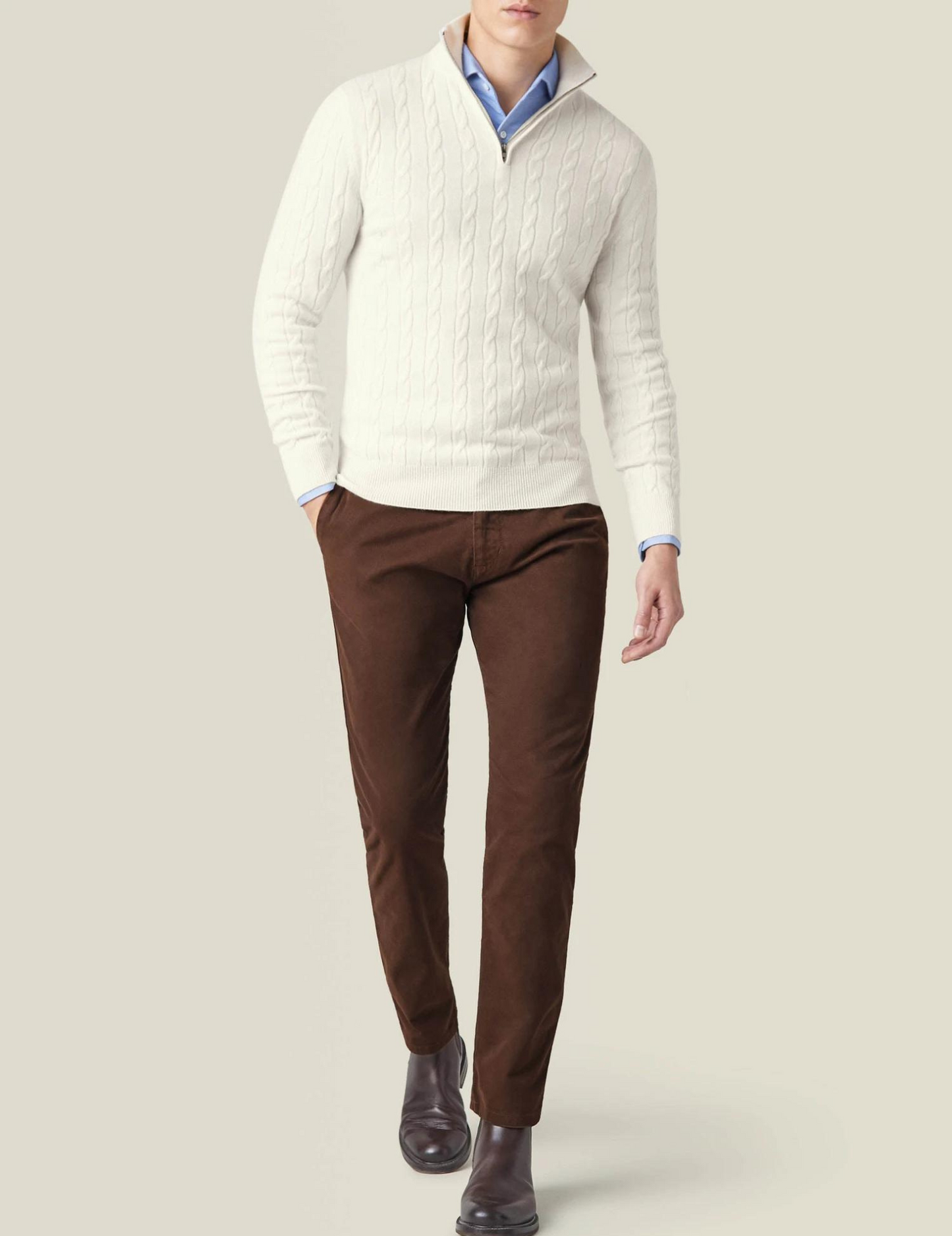 Heren Sweater met Hoge Hals en Kabelbreipatroon 7