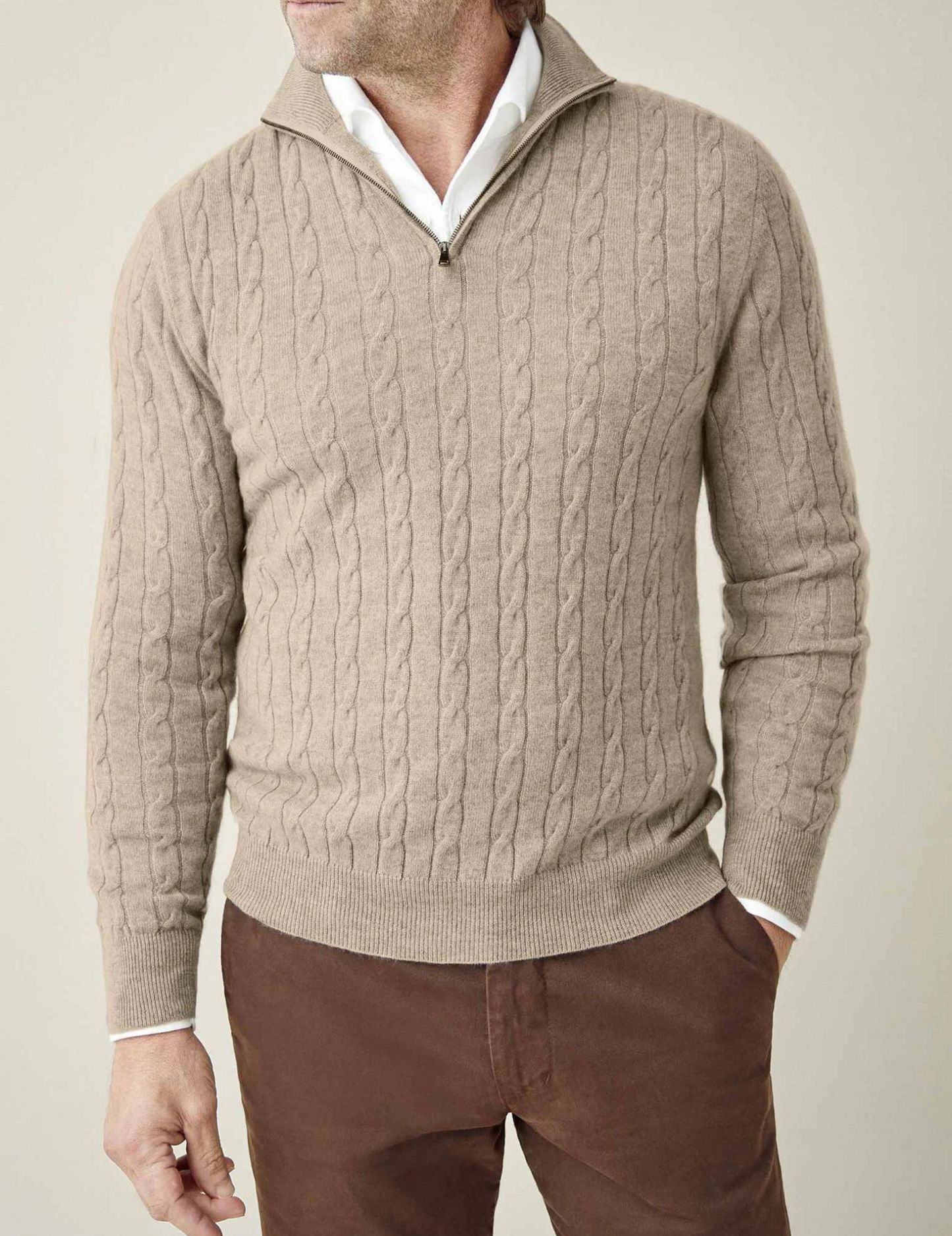 Heren Sweater met Hoge Hals en Kabelbreipatroon 9