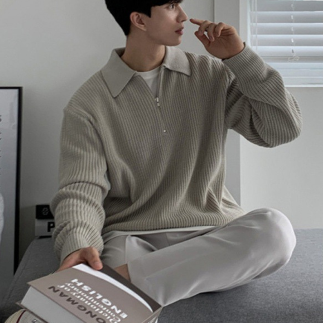 Heren Sweater met Kwart Rits en Verfijnde Pasvorm voor Casual en Formele Gelegenheden 3
