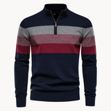 Heren Sweater met Kwartrits en Gestreept Patroon