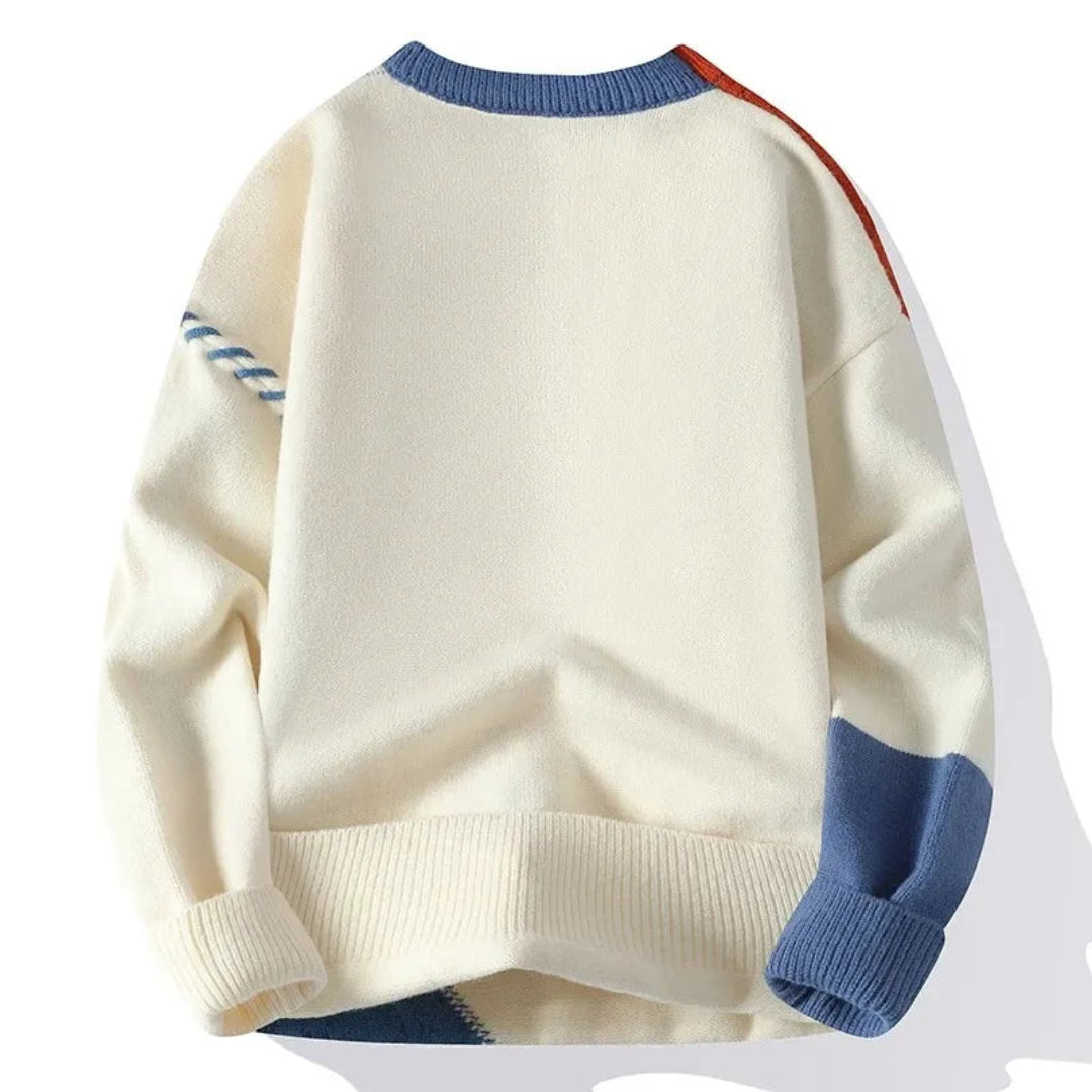 Heren Sweater met Losse Pasvorm en Patchwork Design 1