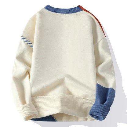Heren Sweater met Losse Pasvorm en Patchwork Design 1