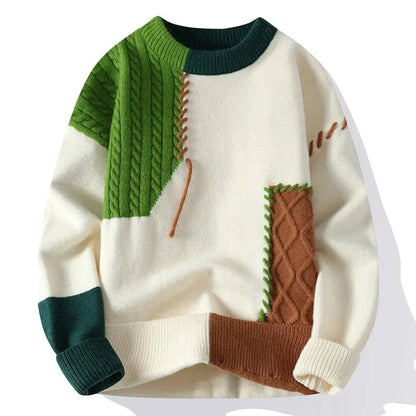 Heren Sweater met Losse Pasvorm en Patchwork Design 2