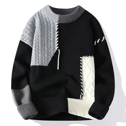 Heren Sweater met Losse Pasvorm en Patchwork Design 3