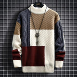 Heren Sweater met Losse Pasvorm en Uniek Patchworkpatroon