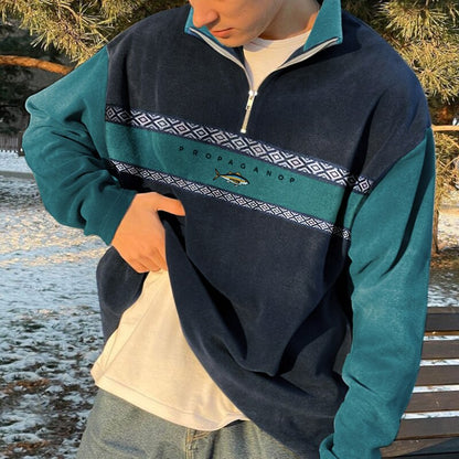 Heren Sweater met Rits en Retro Pasvorm 2