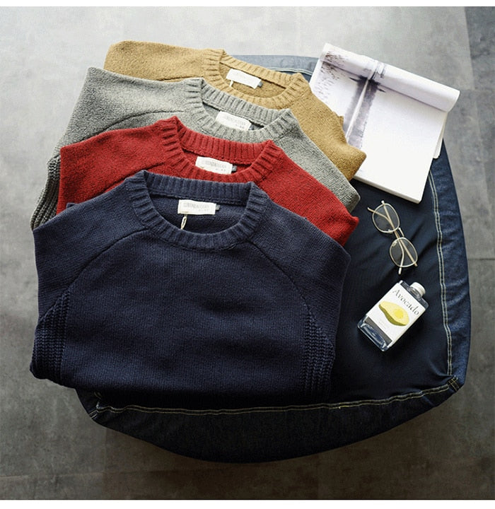 Heren Sweater met Ronde Kraag en Kunstleren Patches voor Casual Look