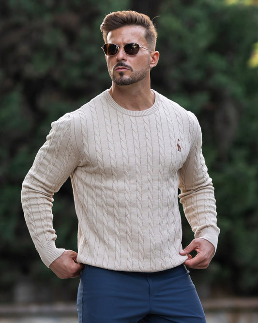 Heren Sweatshirt met Kabelbreisel en Regular Fit 0