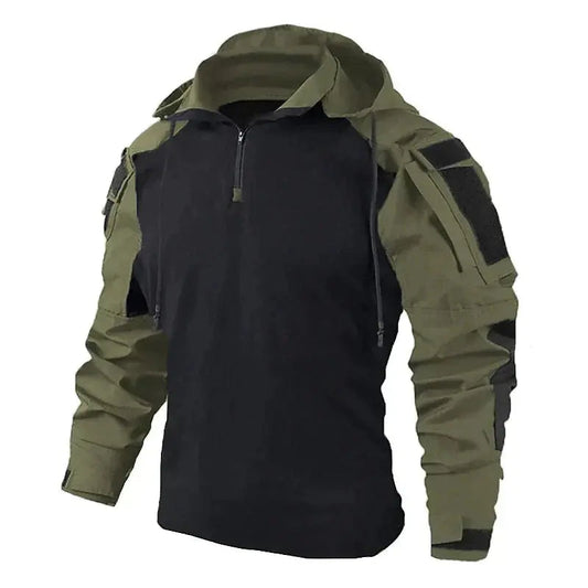 Heren Tactische Jack voor Outdoor, Hiking en Survival Zwart Donkergroen