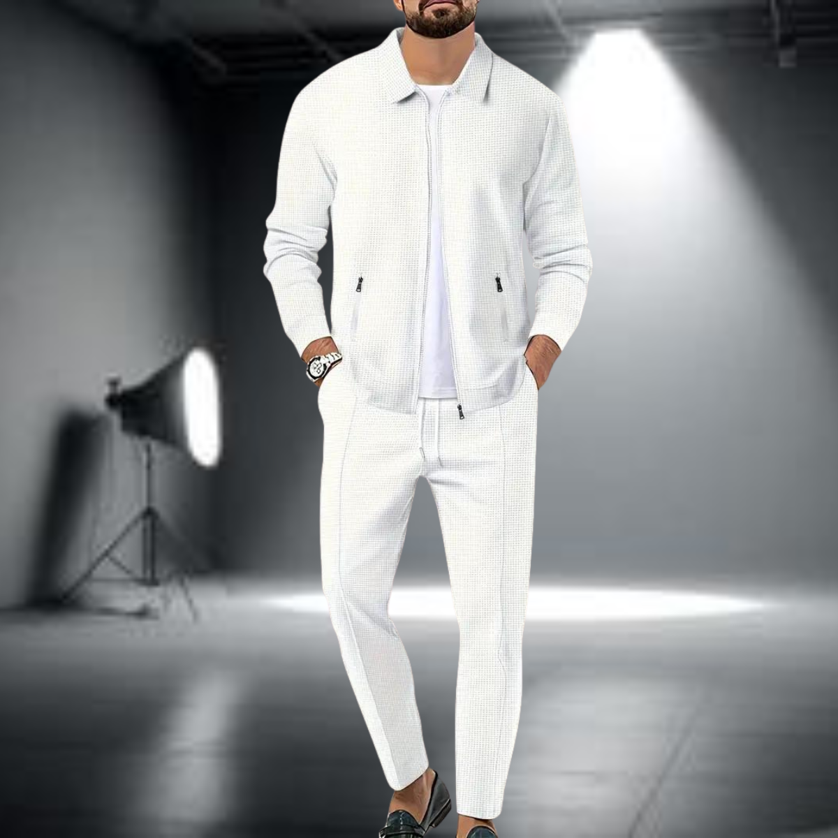 Heren Tracksuit Set met Volledige Rits en Lichtgewicht Comfortabele Pasvorm 0