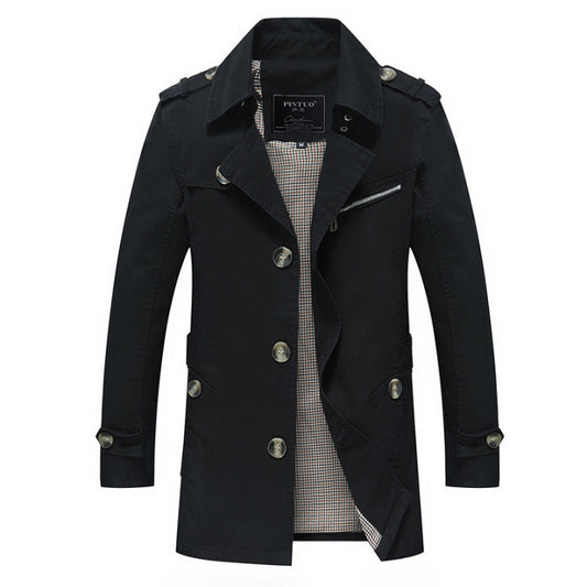 Heren Trenchcoat met Waterdichte Bescherming en Tijdloos Ontwerp 0