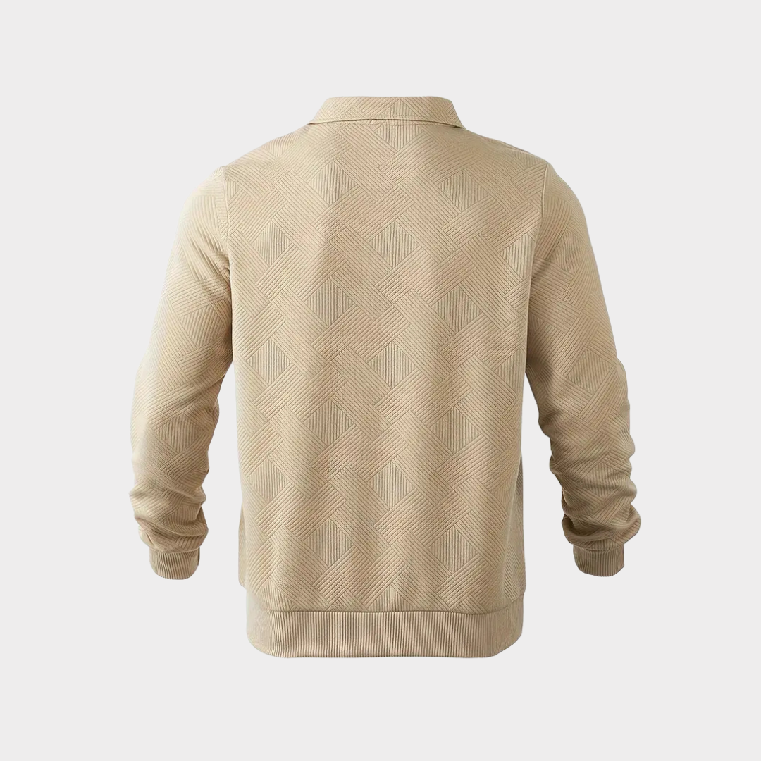 Heren Trui met Kwart Rits en Geometrische Print voor Comfortabele Pasvorm 2