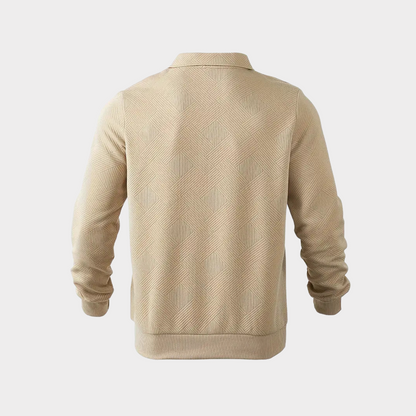 Heren Trui met Kwart Rits en Geometrische Print voor Comfortabele Pasvorm 2