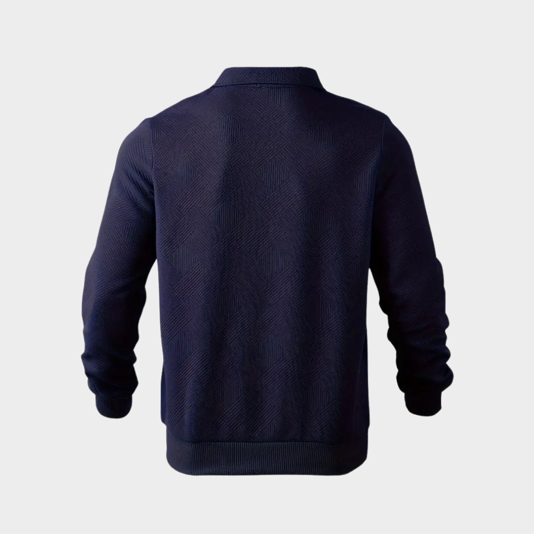 Heren Trui met Kwart Rits en Geometrische Print voor Comfortabele Pasvorm 4