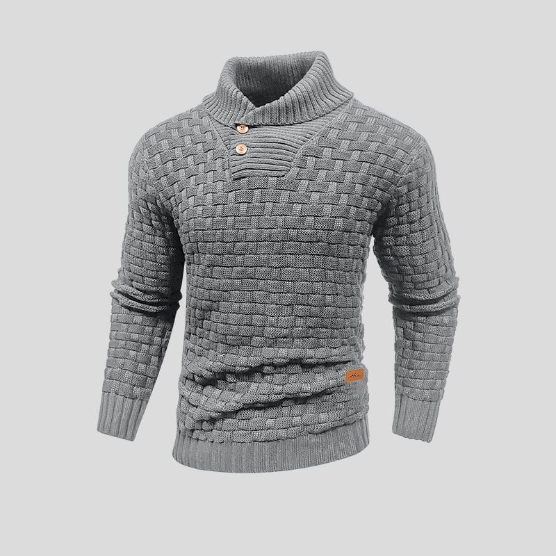 Heren Gebreide Trui met Knoopdetails Grijs