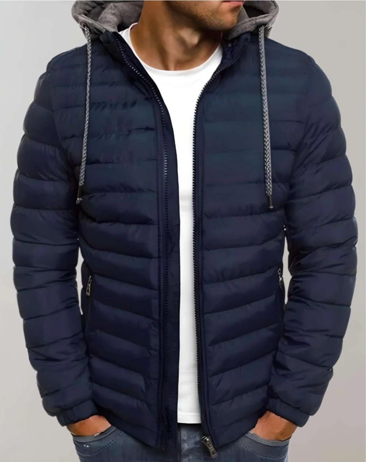 Heren Tussenjas met Capuchon en Lichte Voering Marineblauw