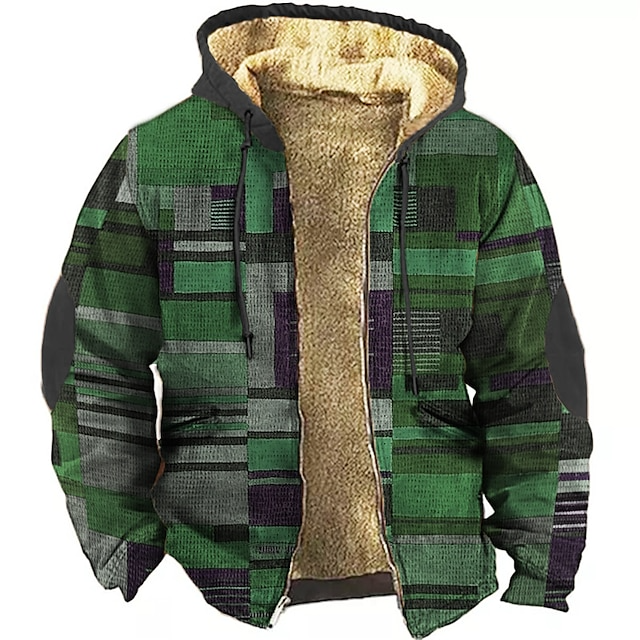 SEASON Heren Patchwork Vest met Fleece en Capuchon Groen