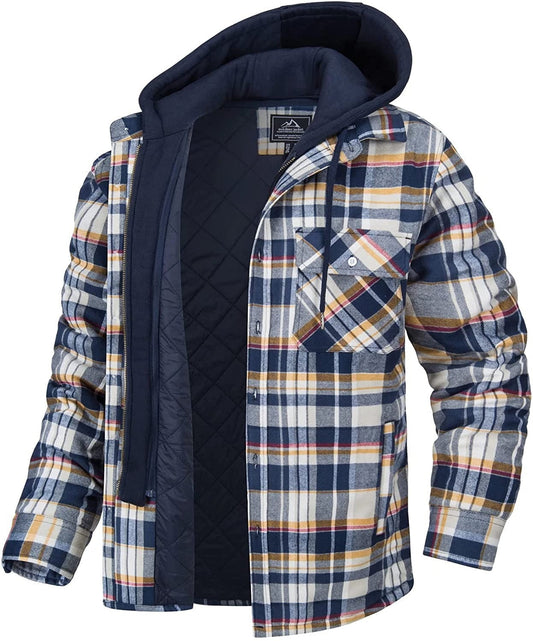 Heren Vest met Capuchon en Warme Voering in Geruite Stijl 0