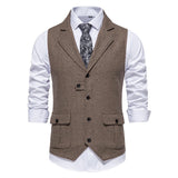 Heren Tweed Gilet Vest met Knoopsluiting en Vintage Ontwerp