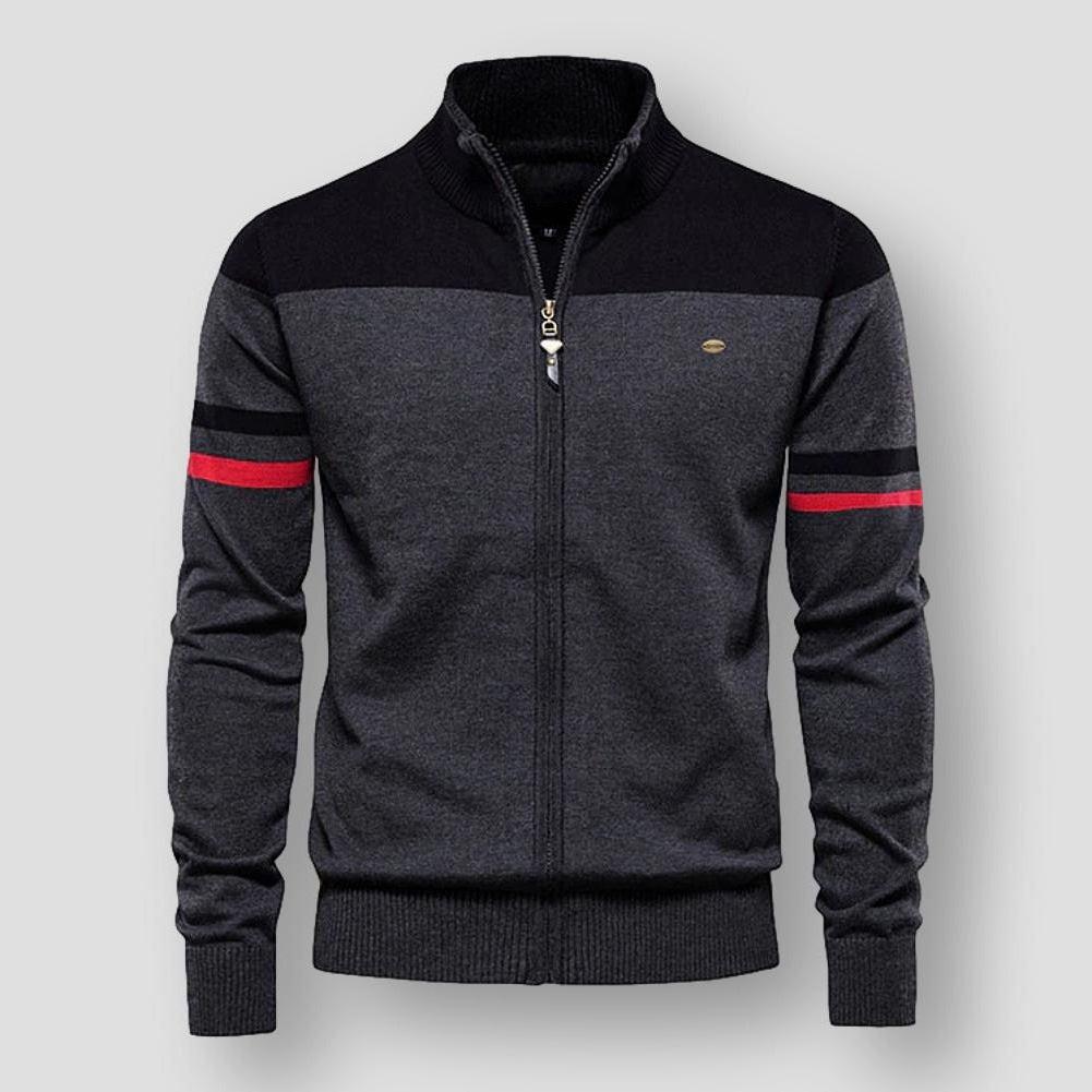 Heren Vest met Rits en Kleurblokken Zwart
