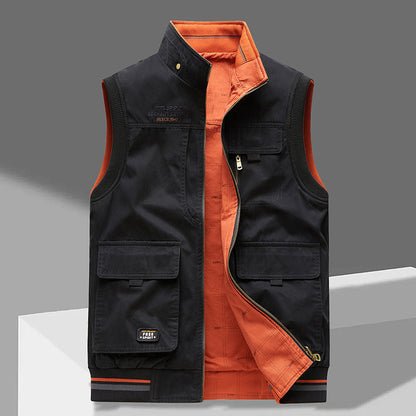 Heren Vest met Rits en Grote Utility Pockets 1