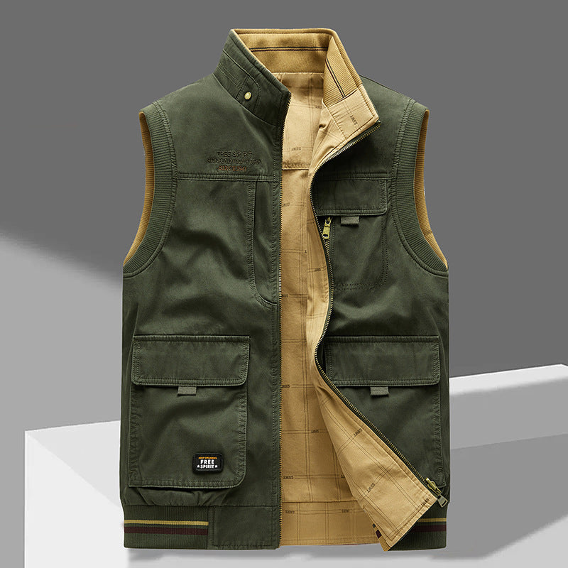 Heren Vest met Rits en Grote Utility Pockets 3
