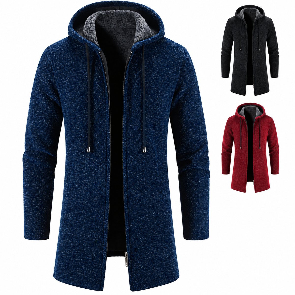 Heren Gebreid Cardigan Vest met Ritssluiting en Opstaande Kraag