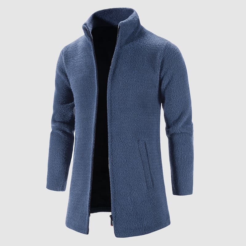 Heren Gebreid Cardigan Vest met Ritssluiting en Opstaande Kraag