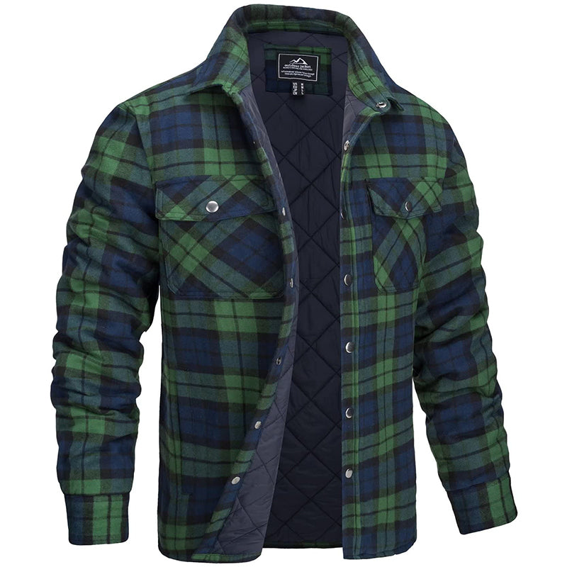 BP Heren Overshirt met Ruitpatroon en Borstzakken Donkergroen