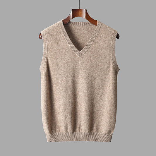 Heren Vest van Merino Wol met V-hals en Minimalistische Pasvorm 0