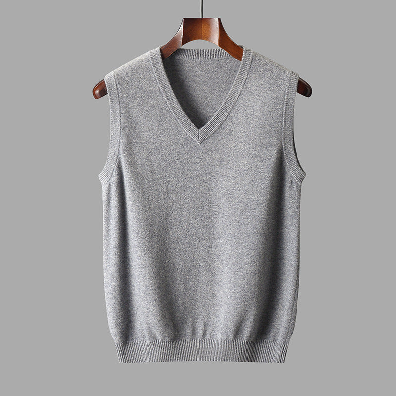 Heren Vest van Merino Wol met V-hals en Minimalistische Pasvorm 3