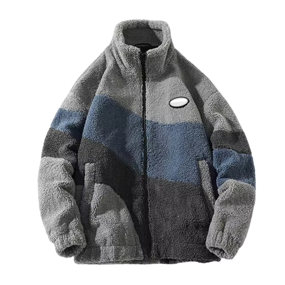 Heren Fleece Teddy Vest met Rits en Hoge Col Grijs