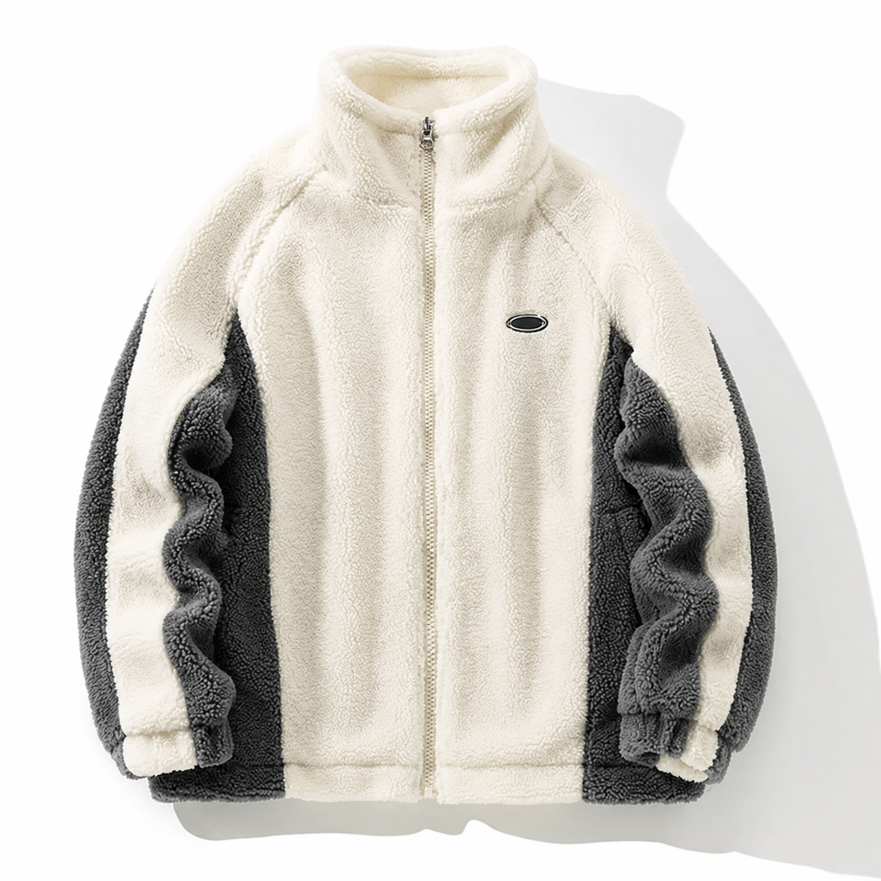 Heren Fleece Teddy Vest met Rits en Hoge Col Crème