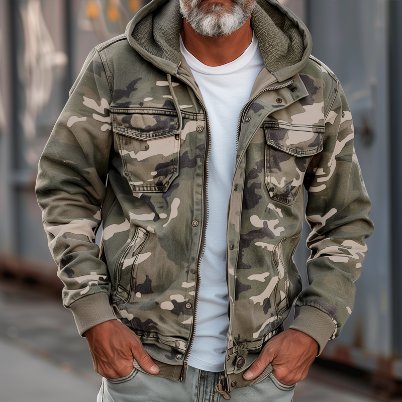 Heren Vrachtjas met Camouflagepatroon en Praktische Kap 3