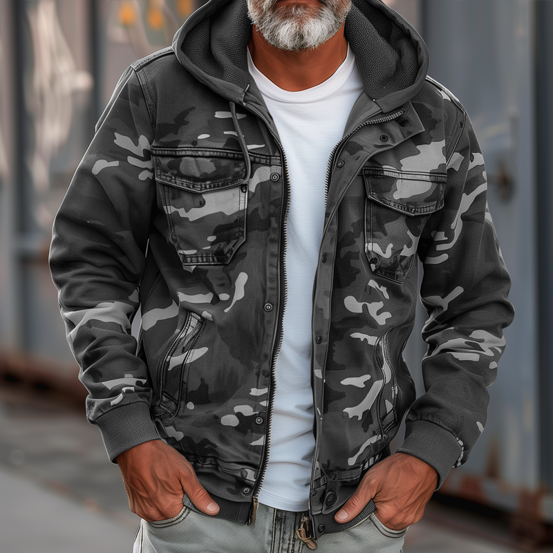 Heren Vrachtjas met Camouflagepatroon en Praktische Kap 4