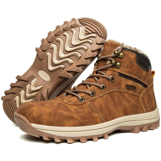 Heren Wandelschoenen met Gevoerde Binnenvoering en Vetersluiting voor de Winter Donkerbruin